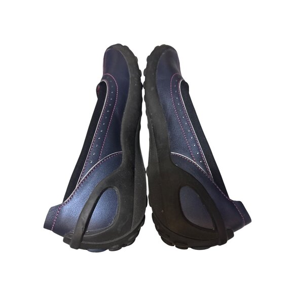 Clarks Privo 9 Leather Slip On Comfort Walking Flats Navy Blue Pink Womens Shoes - Picture 7 of 7